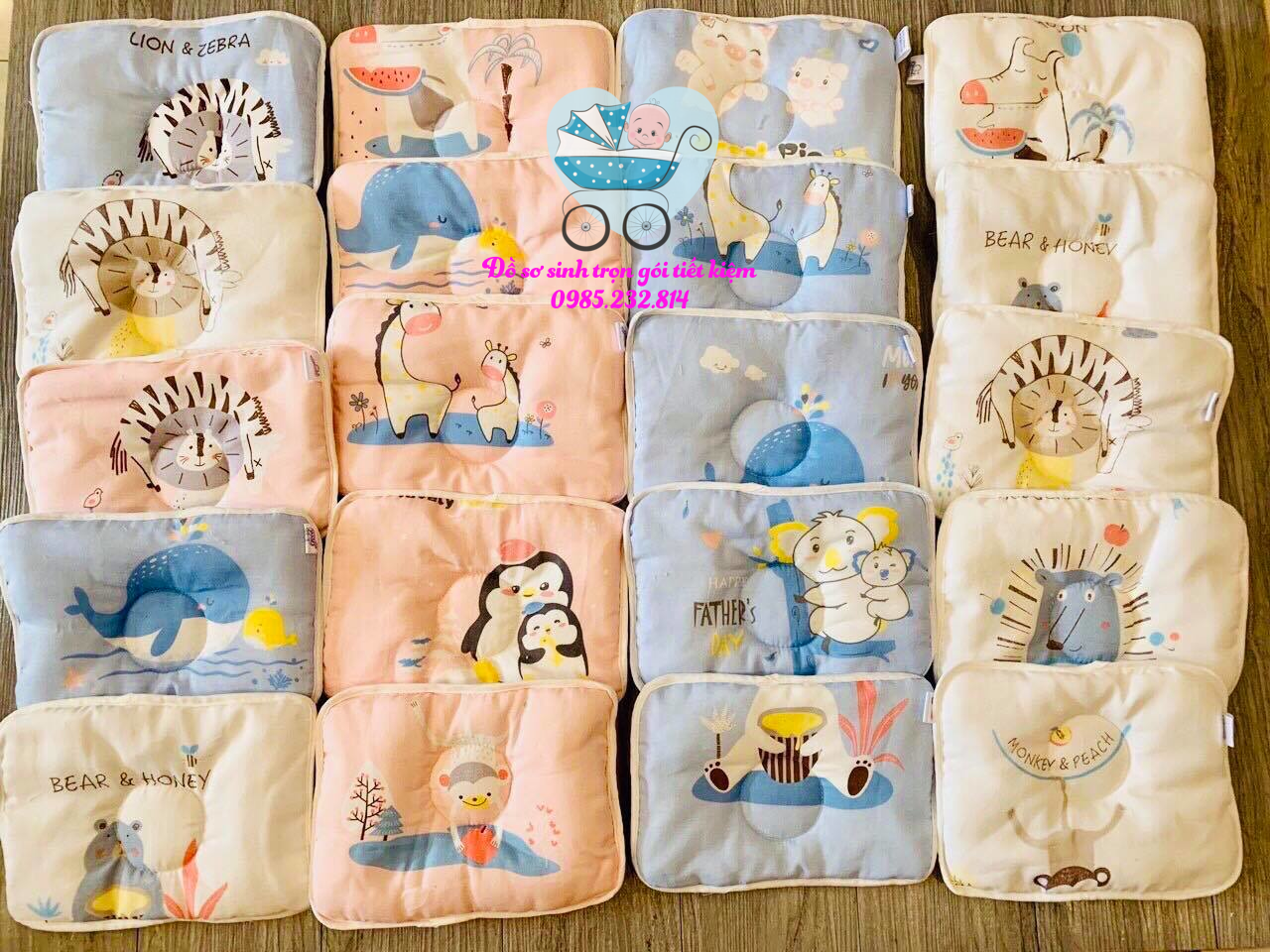 Gối sơ sinh sợi tre mềm, gối cho bé sơ sinh bé trai bé gái