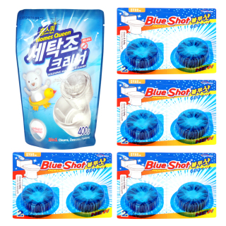 Combo 4 vỉ viên tẩy bồn cầu cao cấp BlueShot + 1 gói bột tẩy lồng giặt Homes Queen Hàn Quốc thumbnail