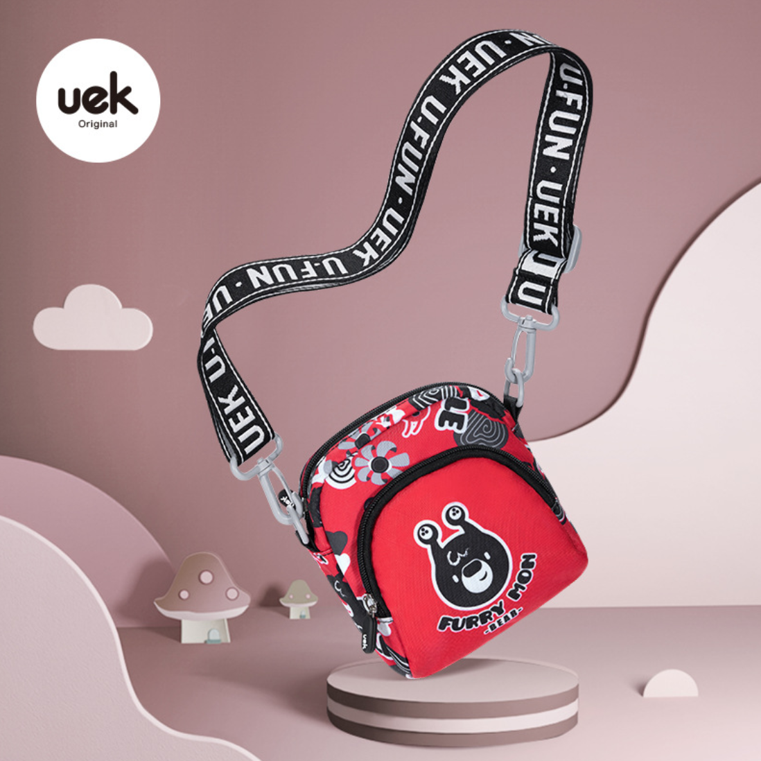 Túi Đeo chéo Trẻ Em UEK Cao Cấp, Chất Vải Chống Thấm, Quai Đeo có thể tùy ý điều chỉnh độ dài, họa tiết chữ xinh xắn, Màu Sắc Năng Động, Nhập Khẩu Chính Hãng Sokos Official