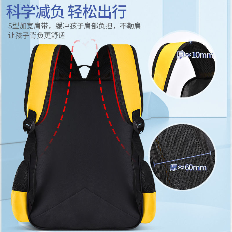 Cặp sách học sinh tiểu học Pikachu mới dành cho nam và nữ từ lớp 1 đến lớp 6 để giảm khả năng chống thấm nước và túi đeo vai