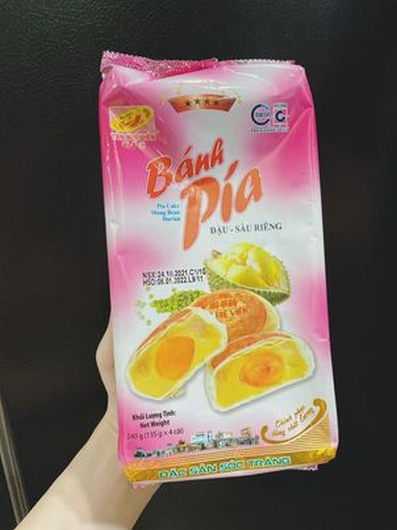 Bánh pía đậu xanh sầu riêng tân huê viên 540g lẻ 1 cái