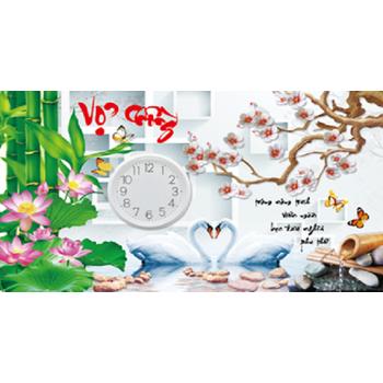 Tranh đính đá đồng hồ vợ chồng lv164 72x45