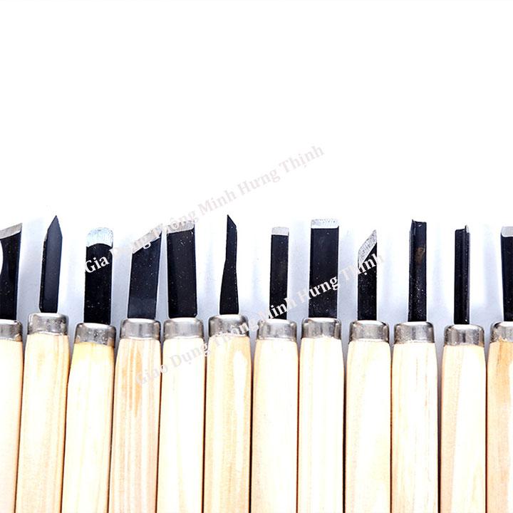 Bộ dao khắc đục tiện gỗ 12 món cao cấp