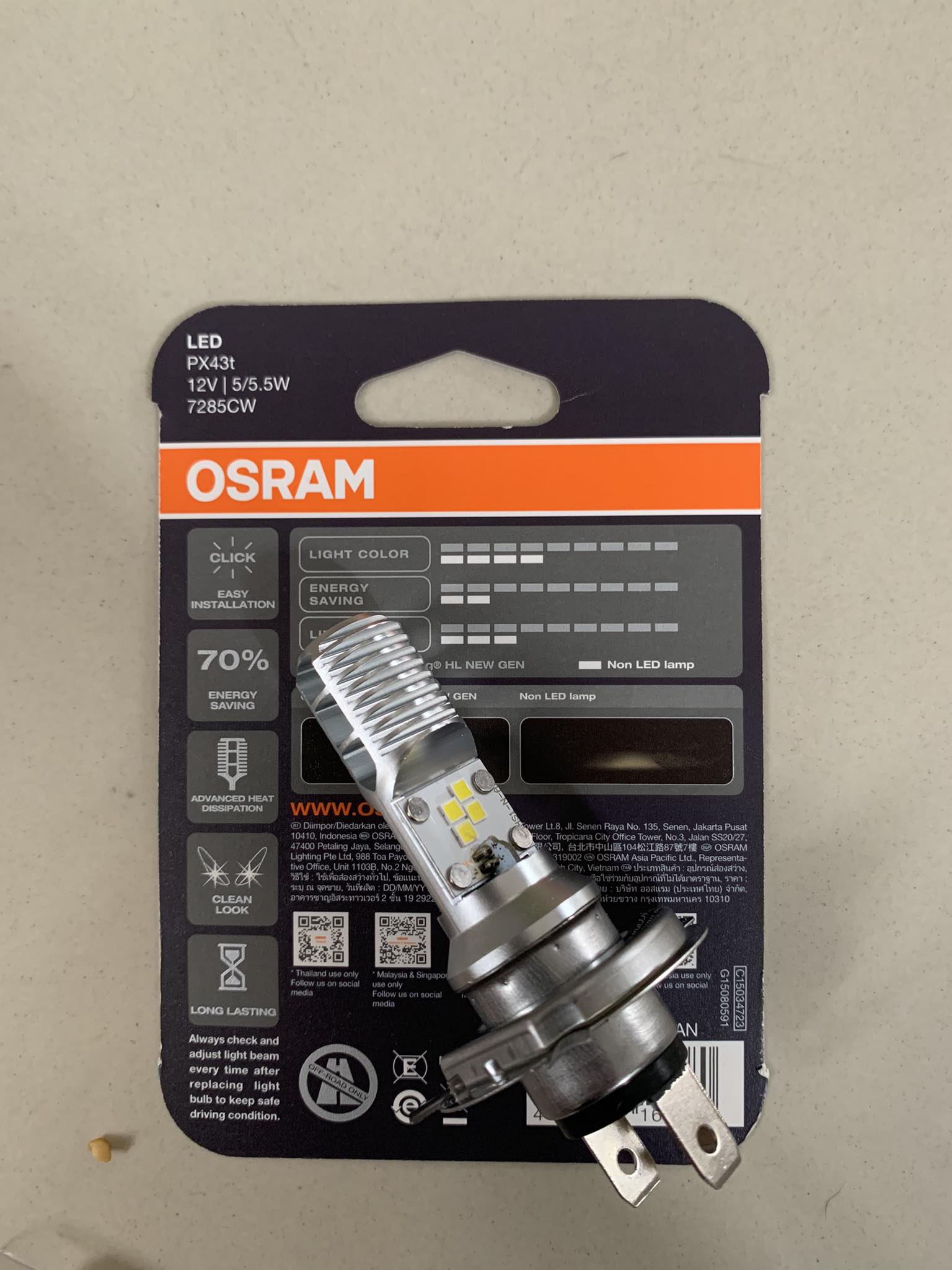 Bóng đèn led osram hs1 ab airblade lead vision sh wave future125 exciter sirius... tăng sáng chính hãng