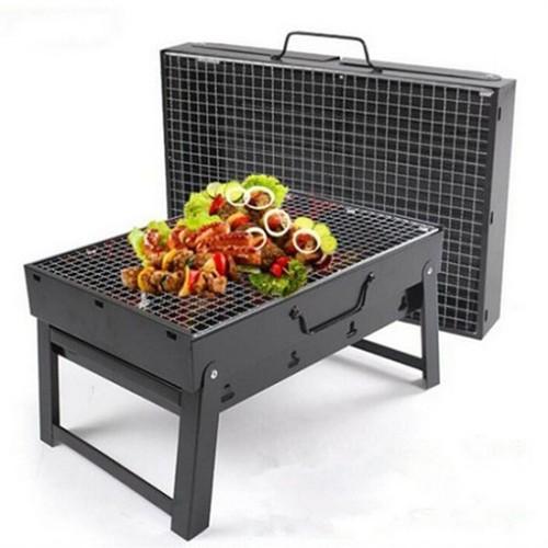 Bếp nướng thịt BBQ dùng than + Than hoa gỗ nhãn không khói 1kg (Hình chữ nhật)