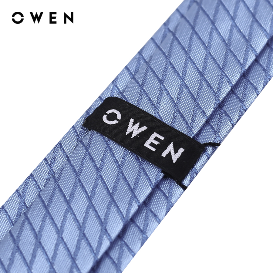 OWEN - Cà vạt CV232647 màu Xanh kẻ karo chất liệu Polyester