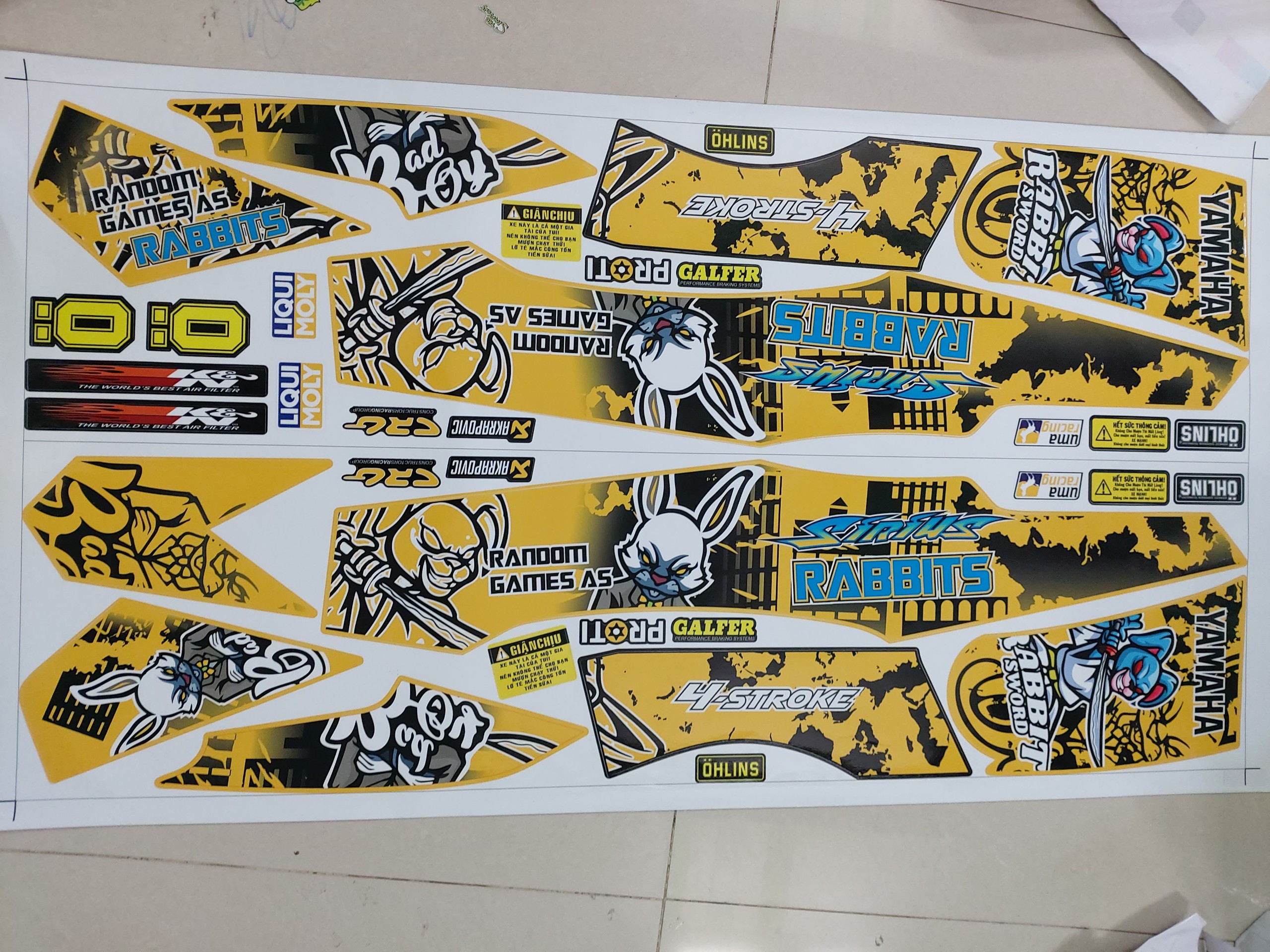 [HCM]Tem sirius xăng cơ thỏ rabit cầm đao sát thủ vàng đen