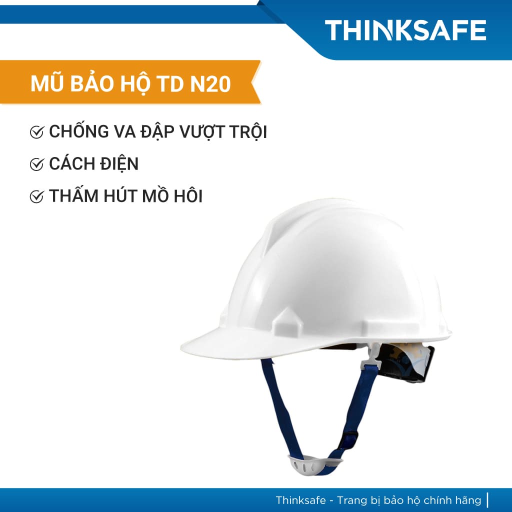 Nón bảo hộ lao động Thùy Dương N20 - Mũ bảo hộ chống va đập trọng lượng nhẹ - Bảo hộ Thinksafe