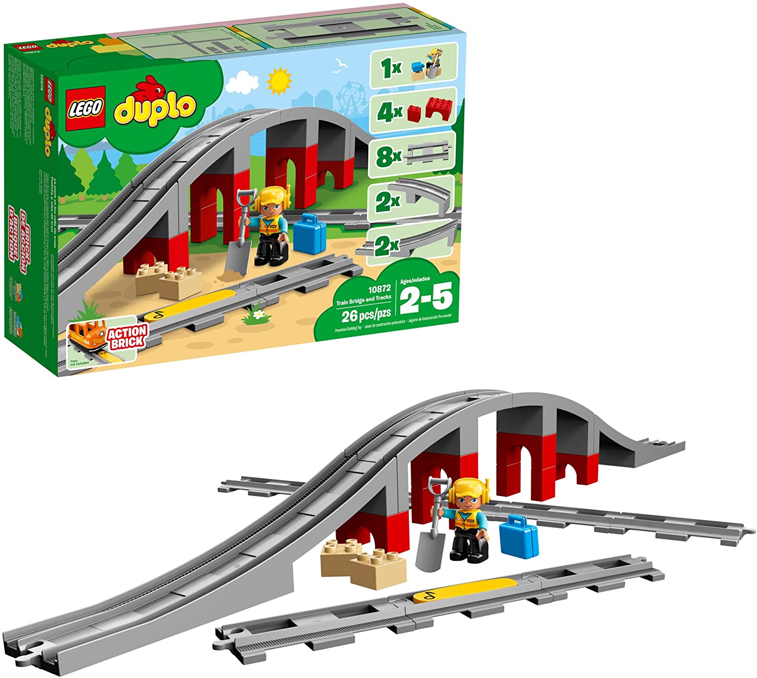 Cầu và đường ray xe lửa LEGO DUPLO 10872 khối (26 miếng)