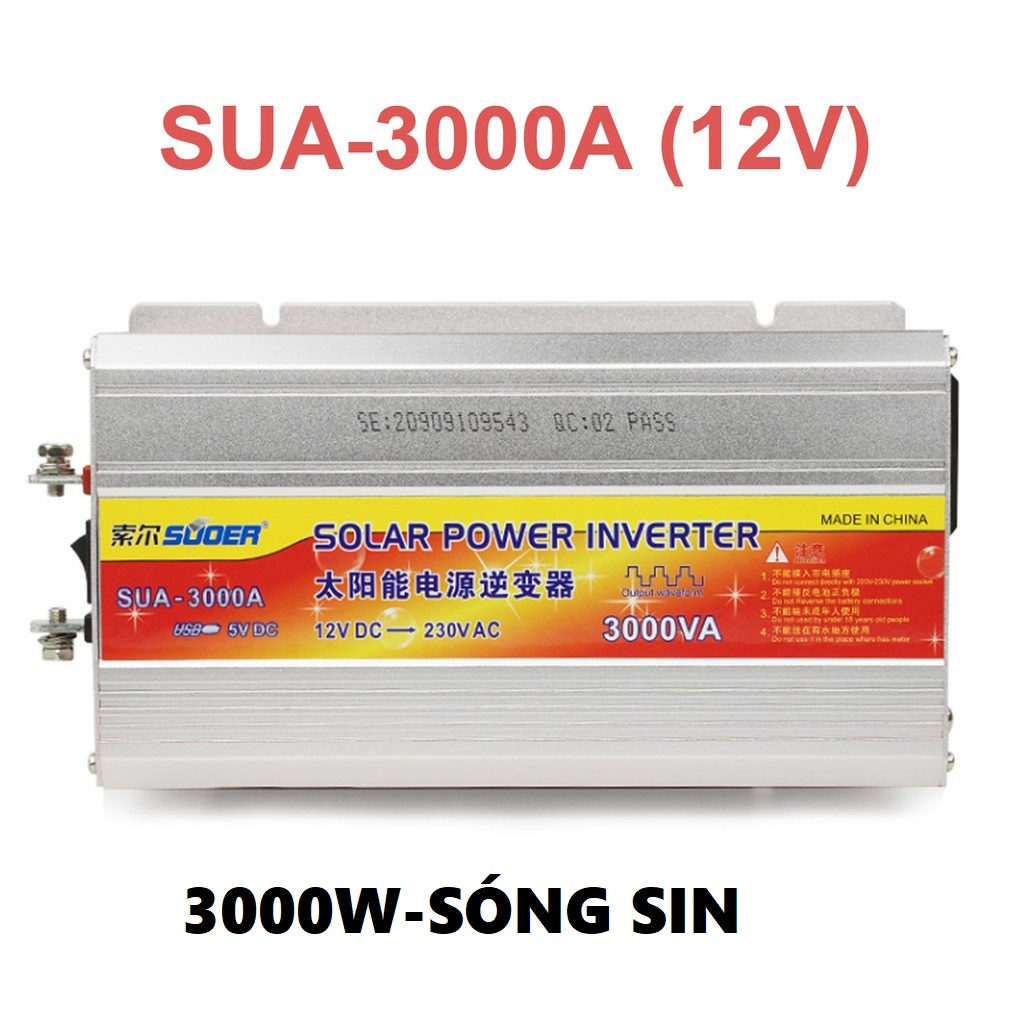Bộ đổi điện 3000W 12V Sang 220V - SUOER SUA - 3000A