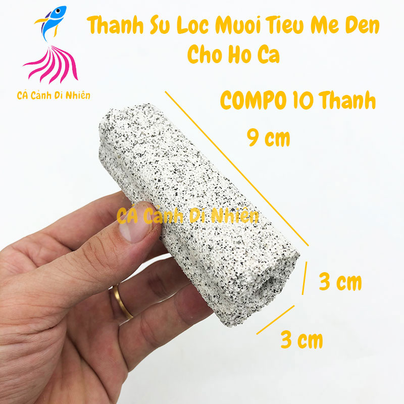 COMPO 10 Thanh sứ lọc Muối Tiêu mè đen size 9x3 CM lọc nước hồ cá cảnh