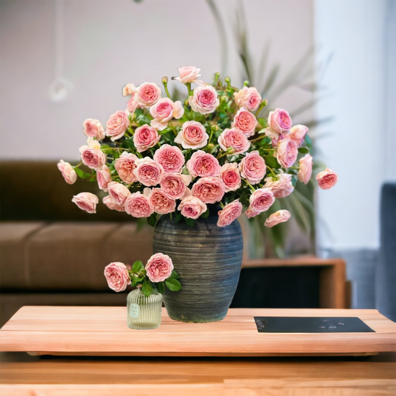 Bình Hoa Lọ Hoa Dáng Chum Men Mộc - Gốm Sứ Bát Tràng
