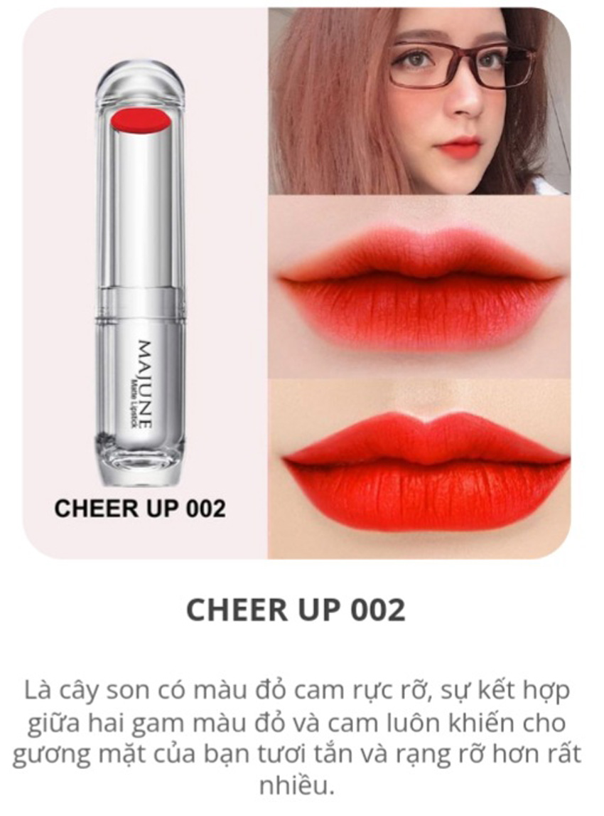 Son lì dưỡng môi chính hãng MAJUNE  không chì  chiết xuất thảo dược an toàn khi sử dụng ,  13  màu son thời trang  cá tính  màu sắc tươi tắn bền màu, có dưỡng giúp mềm mịn môi, không làm khô môi  4g