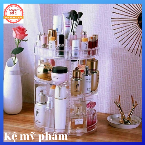 Kệ Mỹ Phẩm Xoay 360 Độ Cao Cấp, Kệ Đựng Mỹ Phẩm Trong Suốt Siêu Bền, Khay Đựng Mỹ Phẩm Tiện Dụng Nhỏ Gọn, Hộp Đựng Mỹ Phẩm Đồ Trang Điểm Trong Suốt Xoay 360 Độ Thiết Kế Sang Trọng - Bền Đẹp