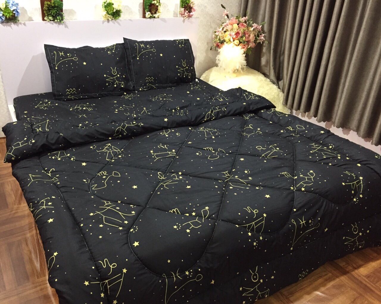 Bộ Ga Gối Poly ( tặng kèm áo gối ôm ) Mẫu Sao Bắc Đẩu
