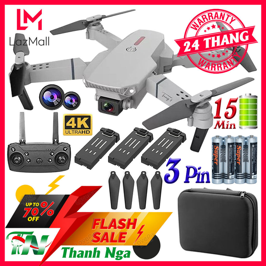 Máy bay flycam mini giá rẻ E88 Pro 2 Camera 2022