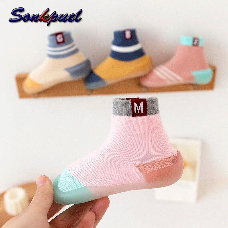 Sonkpuel Baby Shoes Mixed Colors Striped Letters First Walker Toddler Boys