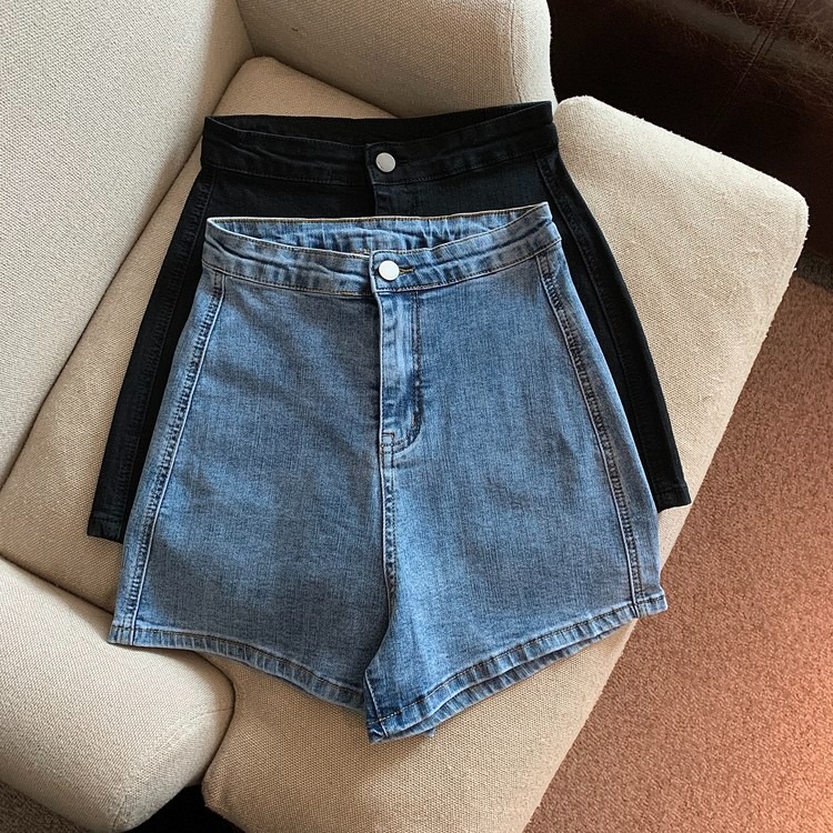 Quần short jean lưng cao ống rộng