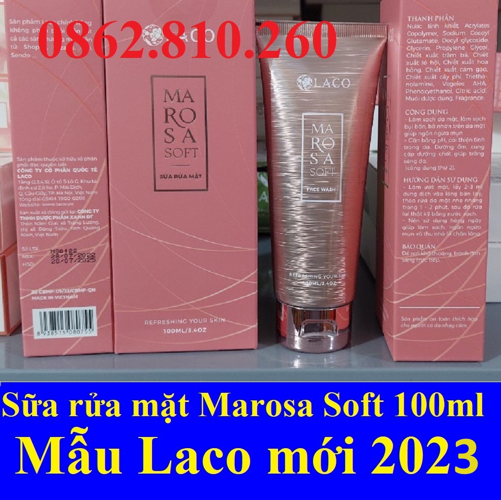 SỮA RỬA MẶT Marosa face wash LACO 100ml/5ml date mới
