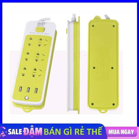 Ổ cắm điện đa năng 6 lỗ và 3 cổng sạc usb