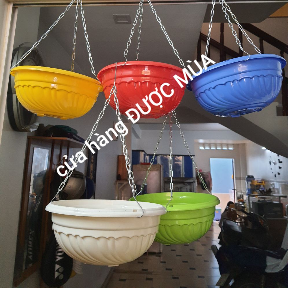 combo 5 chậu treo dây xích đường kính 26cm.