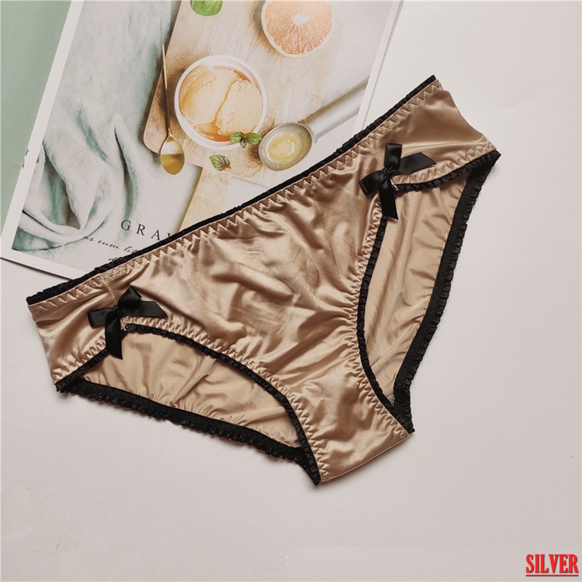 Quần lót lụa cao cấp Pink Play quần lót sexy Đính nơ mềm mượt Zenbra