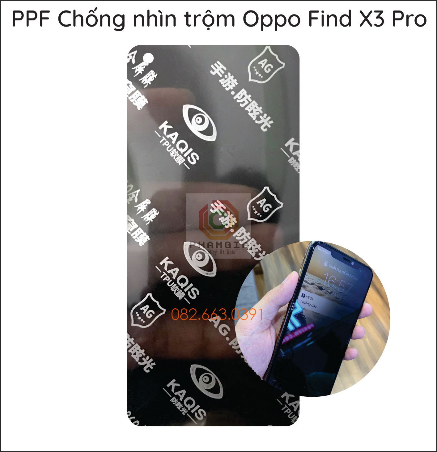 Dán PPF dẻo chống nhìn trộm Oppo Find X3 Pro siêu bền, tự phục hồi vết thương