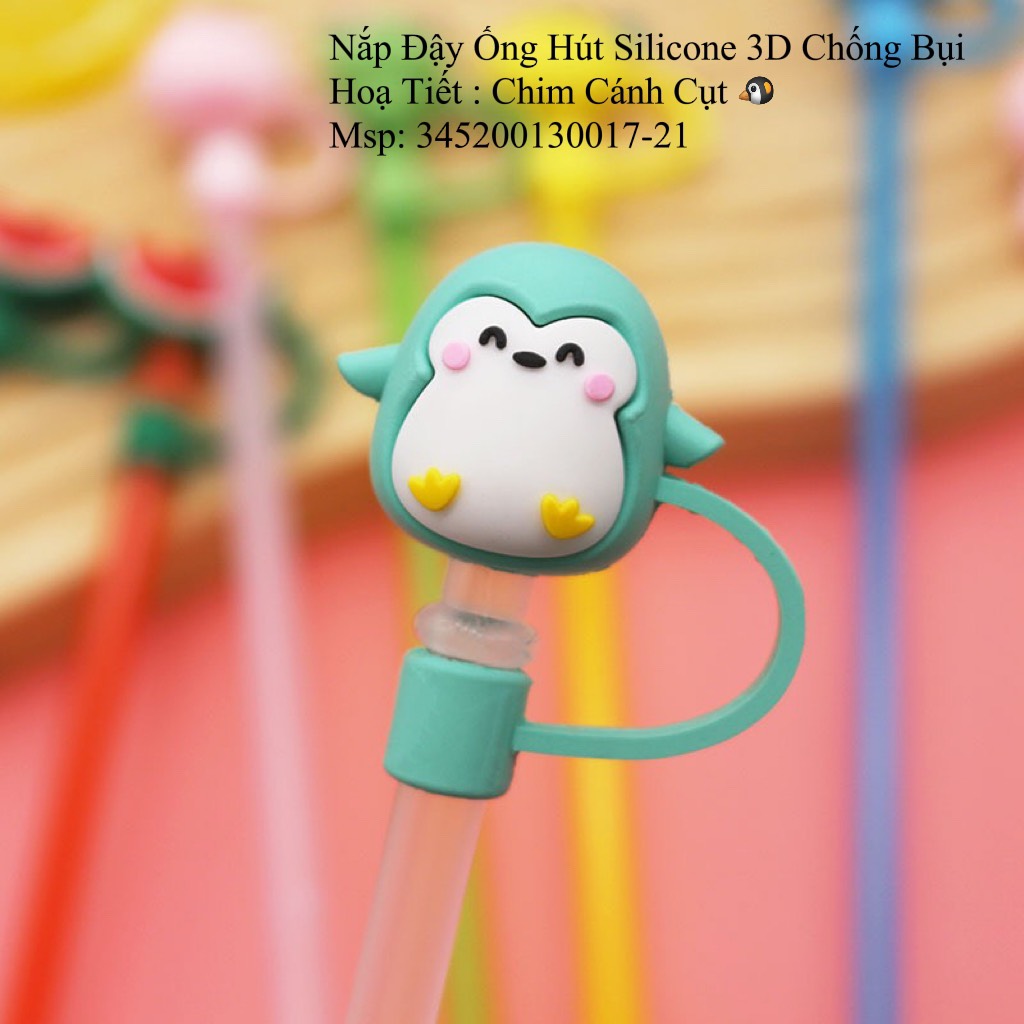 Nút Đậy / Nắp Đậy Ống Hút Silicone 3D Chống Bụi Hoạ Tiết Hoạt Hình Dễ Thương SP3452