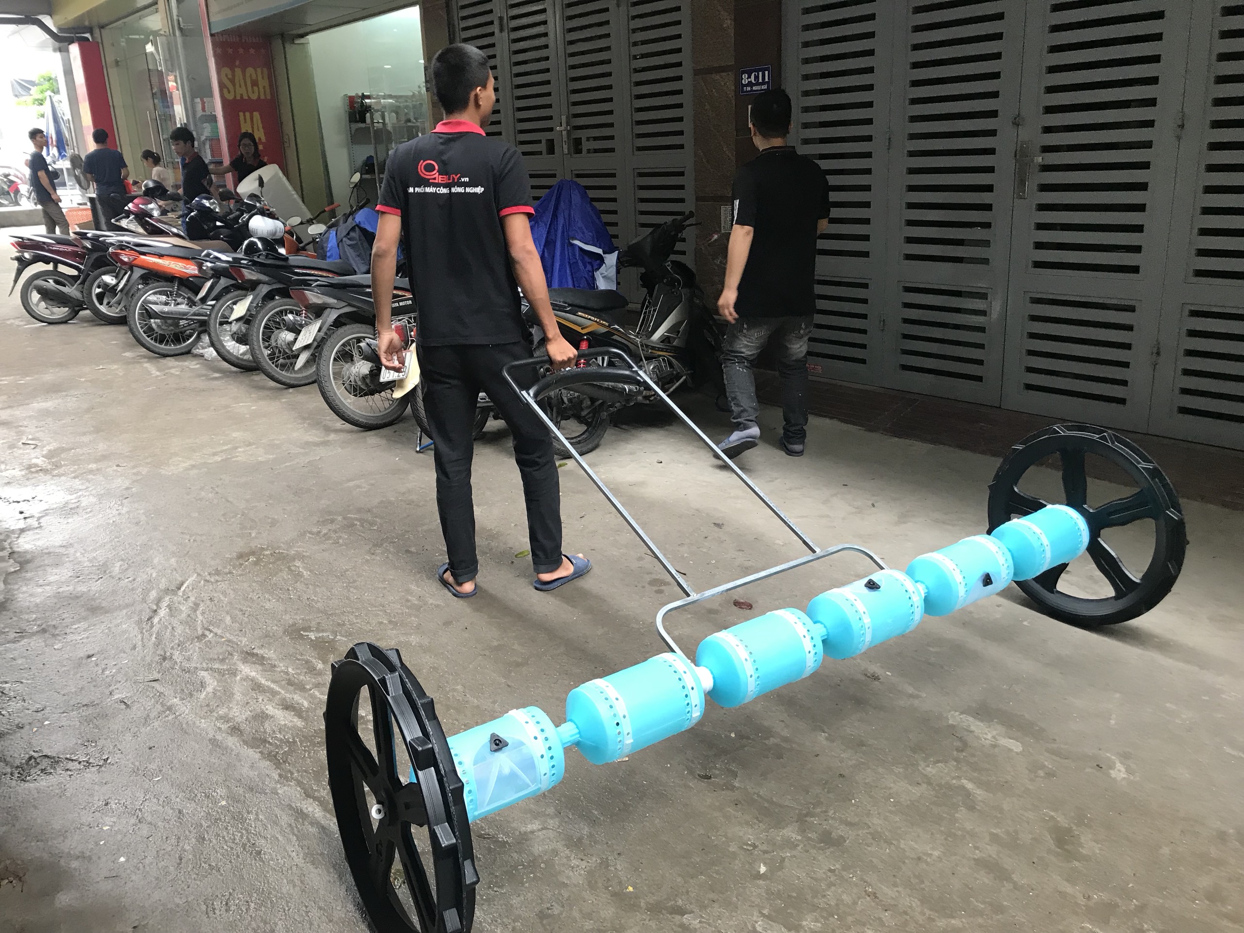 Máy xạ lúa 6 trống, máy gieo xạ lúa tại Hải Dương