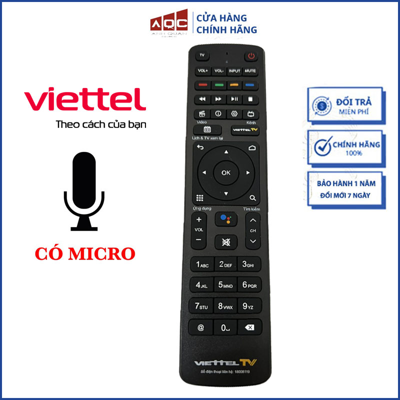 Điều khiển đầu thu viettel tv micro box 4k remote smartbox viettel có giọng nói chính hãng