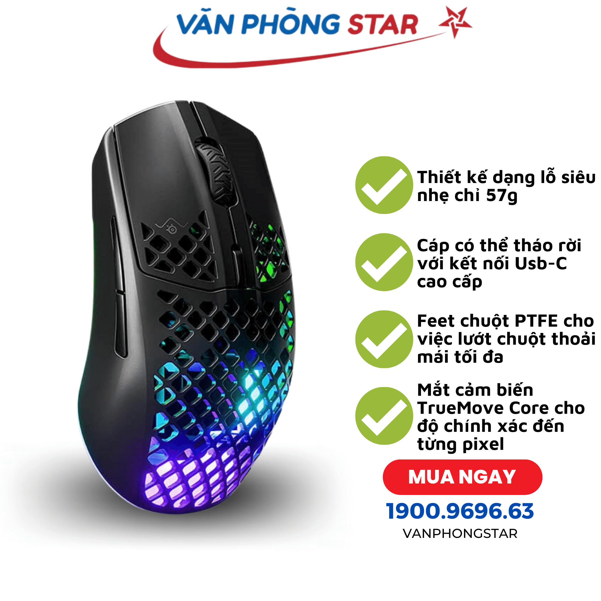 Chuột game Steelseries Aerox 3 đen