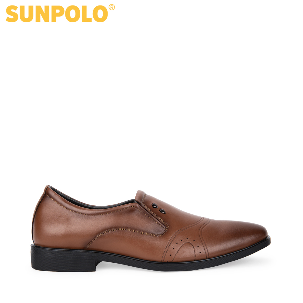 Sunpolo Sph310 Men's Cowhide Office Shoes (Black, Cow Brown)