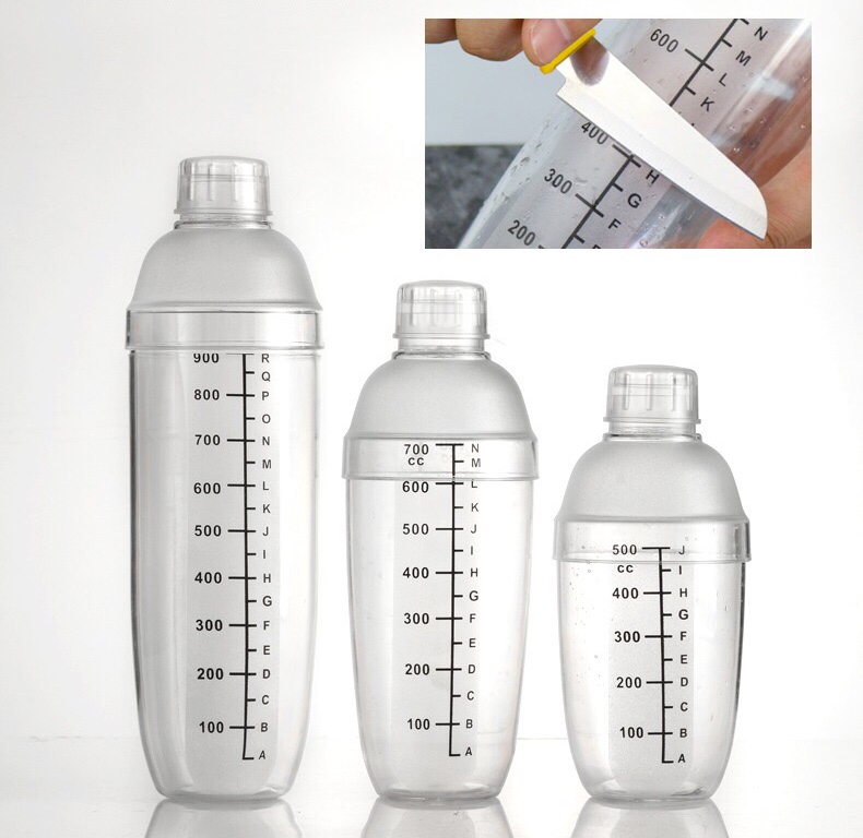 Bình Lắc Shaker Nhựa Pha Chế Cocktail Vạch Đen [ Dung Tích: 350ml & 530ml & 700ml &1000ml ]