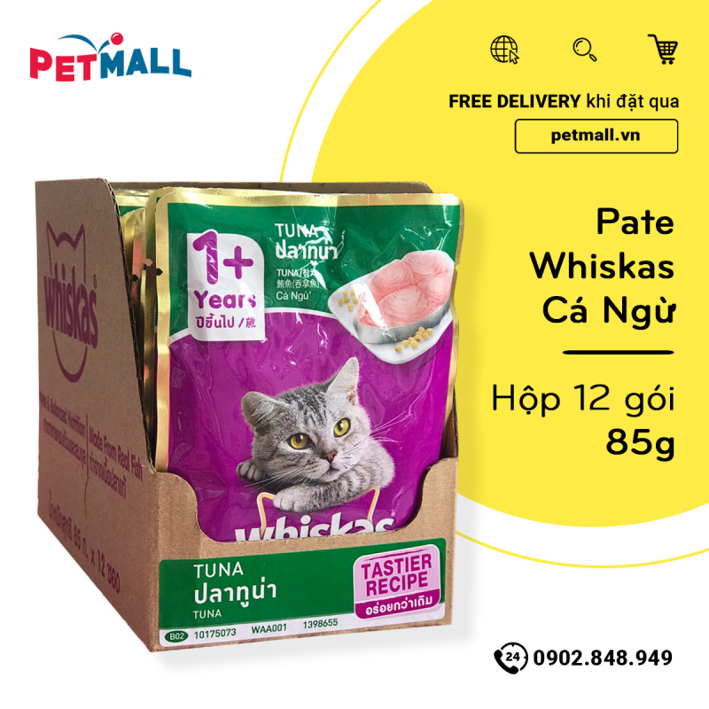 Pate WHISKAS Cá Ngừ 85g - hộp 12 gói
