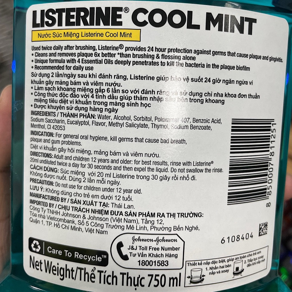Nước súc miệng Listerine 250ml/ 750ml (Bibistore)