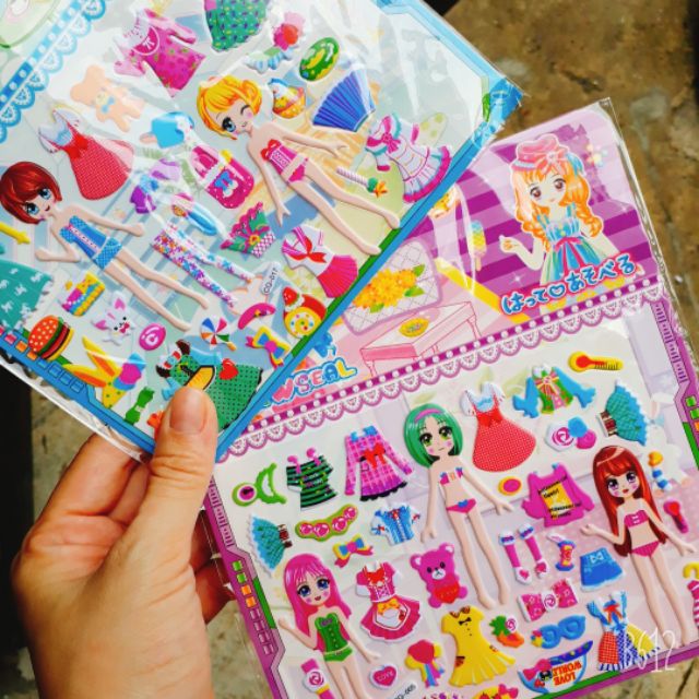 Sticker nổi, hình dán búp bê, công chúa, con thú,...