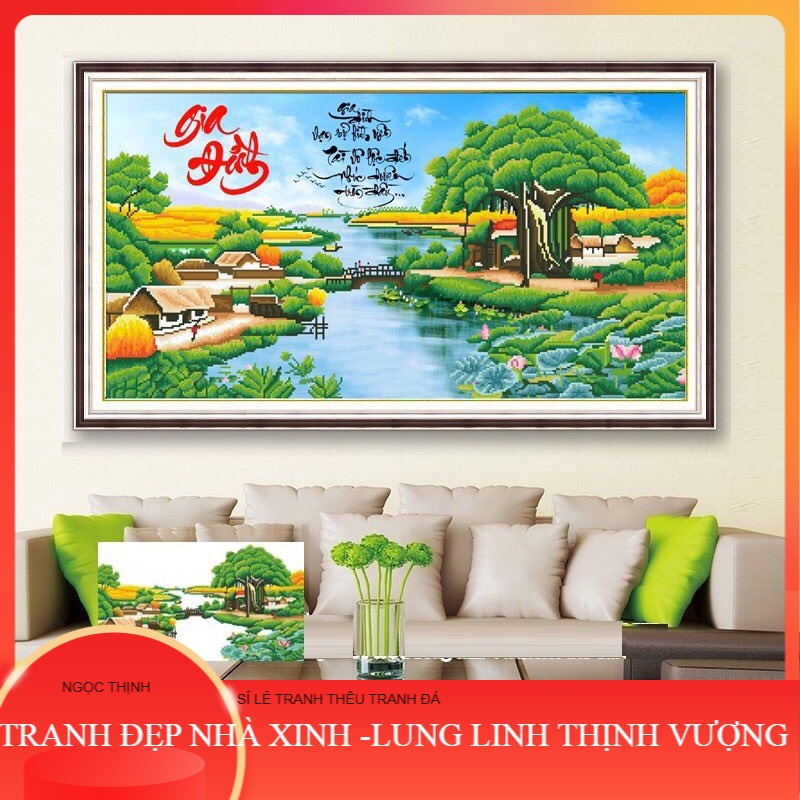 Tranh đính đá ngọc thịnh gia đình lv530 - chưa đính đá ngọc thịnh shop tranh