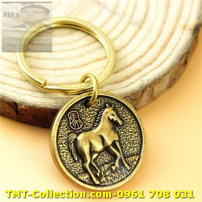 [HCM]Mặt Đồng Xu Đồng Hình Con Ngựa Xỏ lỗ đeo dây làm đồ treo móc khóa khảm thủ công mỹ nghệ-TMT Collection-SP002436