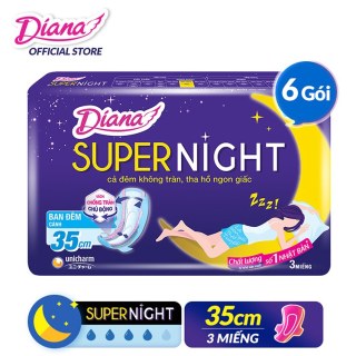 Bộ 6 gói Băng vệ sinh Diana Super Night 35cm gói 3 miếng thumbnail
