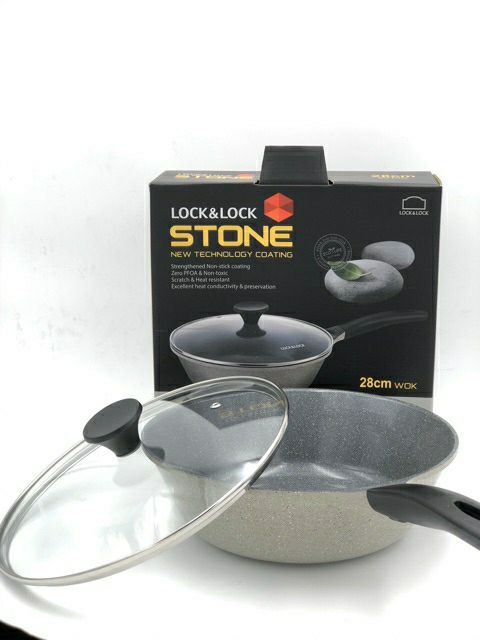 Chảo Đá Stone 7 Lớp Sâu Lòng Đáy Phẳng Lock&Lock 28cm LCA6285D (cam kết hàng chính hãng)