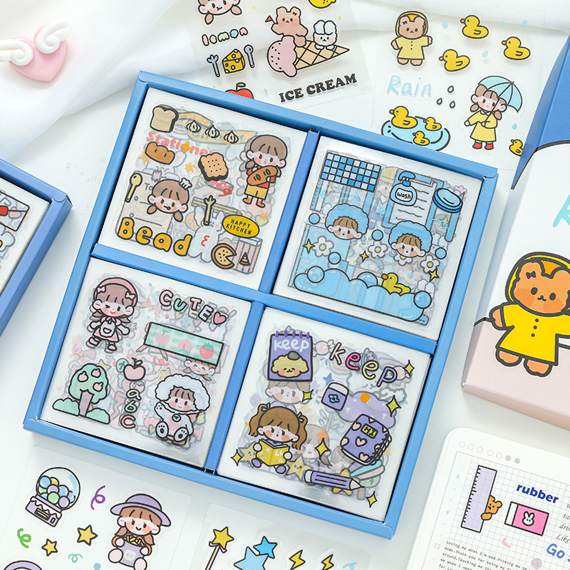 Sticker dán trang trí sổ bình nước phụ kiện dễ thương