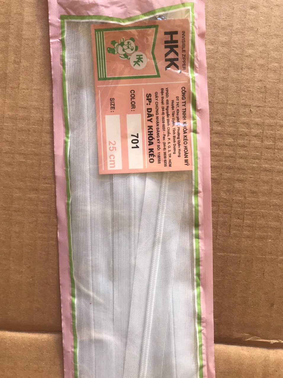 Dây kéo giọt lệ 25cm HKK