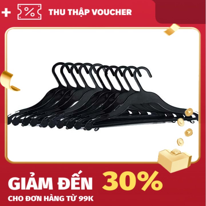 Bộ 50 móc nhựa treo quần áo (Đen)