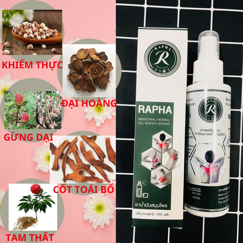[HCM]DẦU THẢO DƯỢC RAPHA THÁI LAN 100ml (giảm đau nhức cơ-xương-khớp)