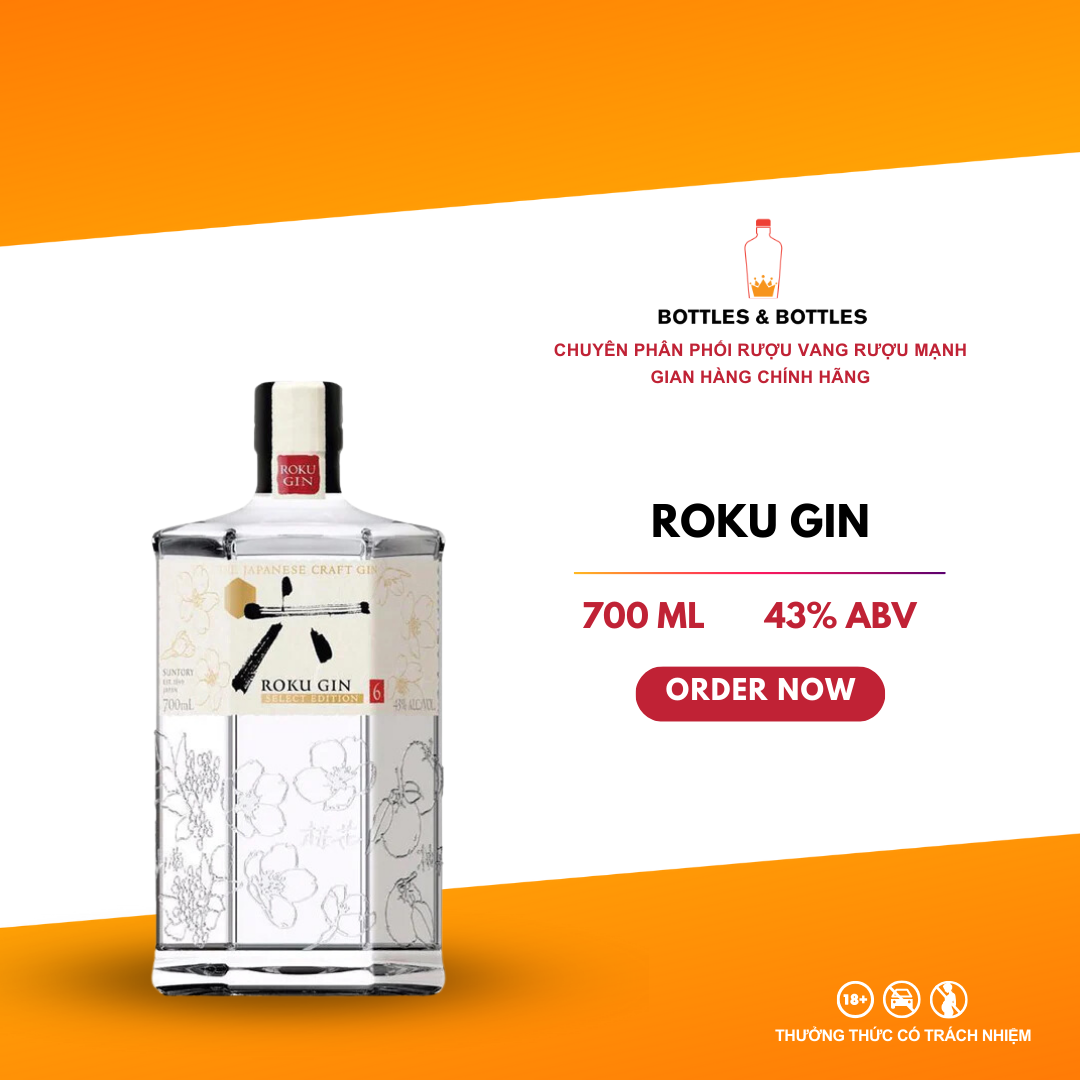 [CHÍNH HÃNG] Rượu Gin Nhật Bản Roku - 700ML - 43%