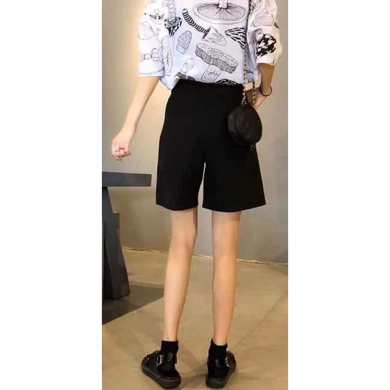 Quần lửng ống rộng chất đũi dáng suông