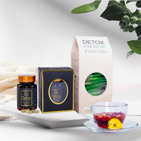 Trà giảm cân Go detox tặng kèm 1 hộp trà thảo mộc cao cấp