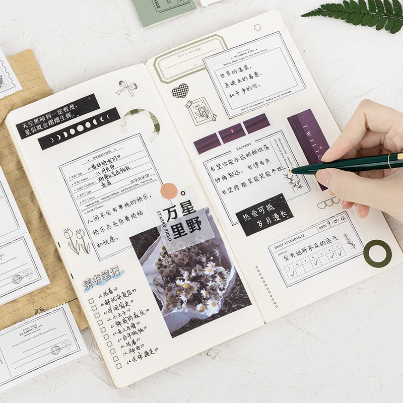 Set 30 vintage tags trắng đen