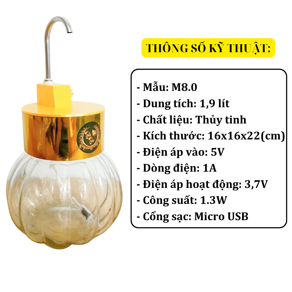 Rót Ruou Tự Động Cảm Ứng Thủy Tinh 1,9 Lít