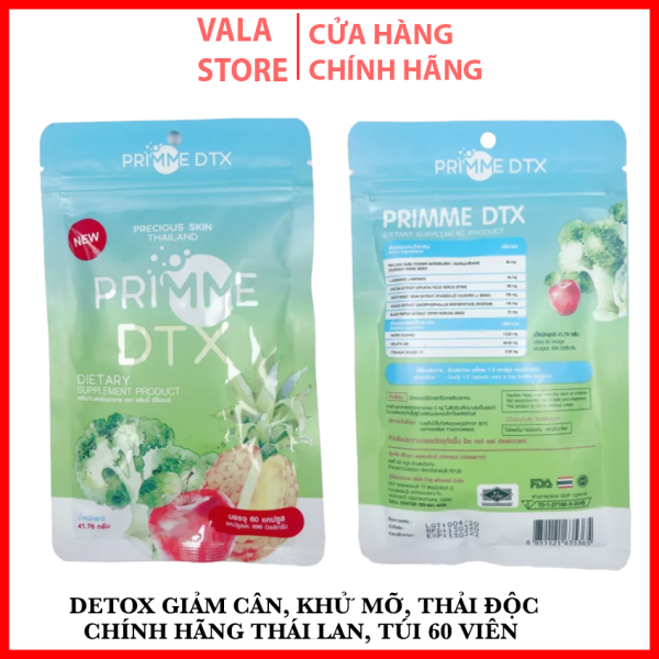 [HCM]Detox Giảm Cân Primme DTX Thái Lan Viên Uống Giảm Cân Rau Củ Quả Viên uống Detox khử mỡ thải độc Chính Hãng Túi 60V - Vala Store